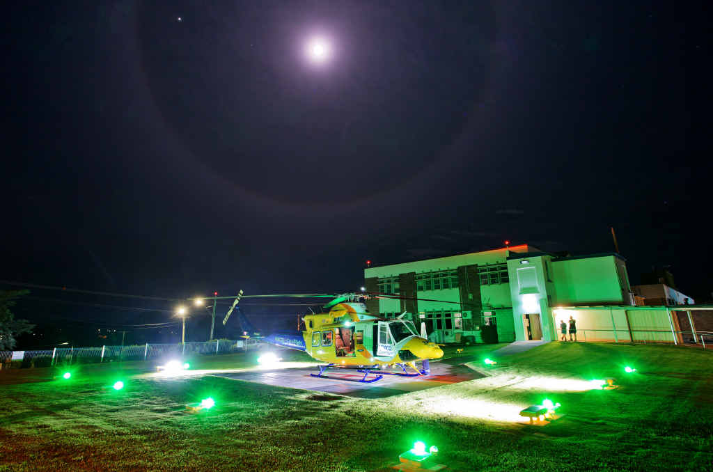 SHINING LIGHT: RACQ CareFlight was guided by new landing lights when tasked to transport a snakebite victim last Friday.